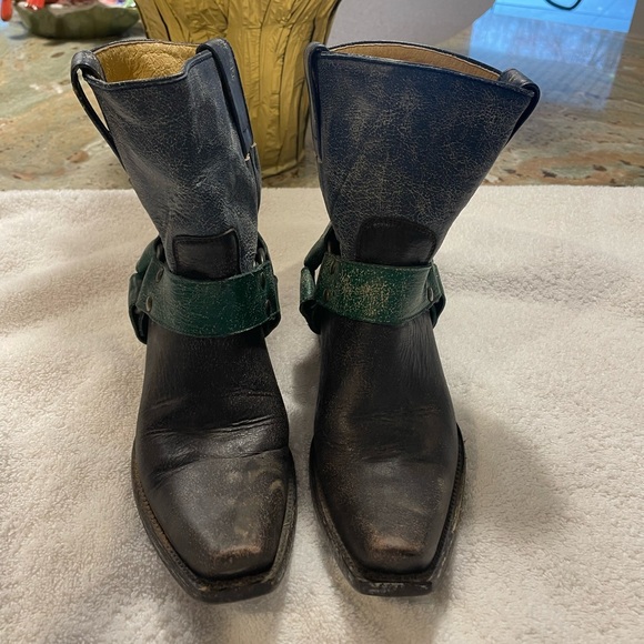 Old Gringo Yipee Ki Yay Leather Square Toe Harness Biker Cowgirl Boots - 6B - Picture 2 of 9